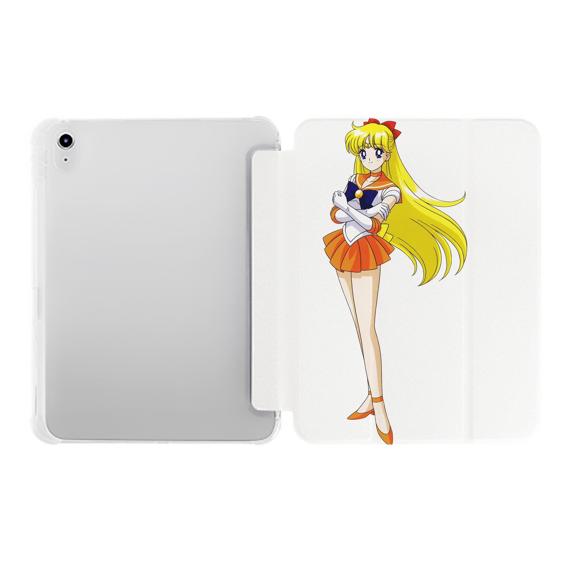 （画像用） 美少女戦士セーラームーン 愛野 美奈子 あいの みなこ Sailor Moon Aino Minako IPad ケース ペン収納付き 三つ折りスタンド PUレザー×シリコン 対応機種9.5/10.5/10.9インチ
